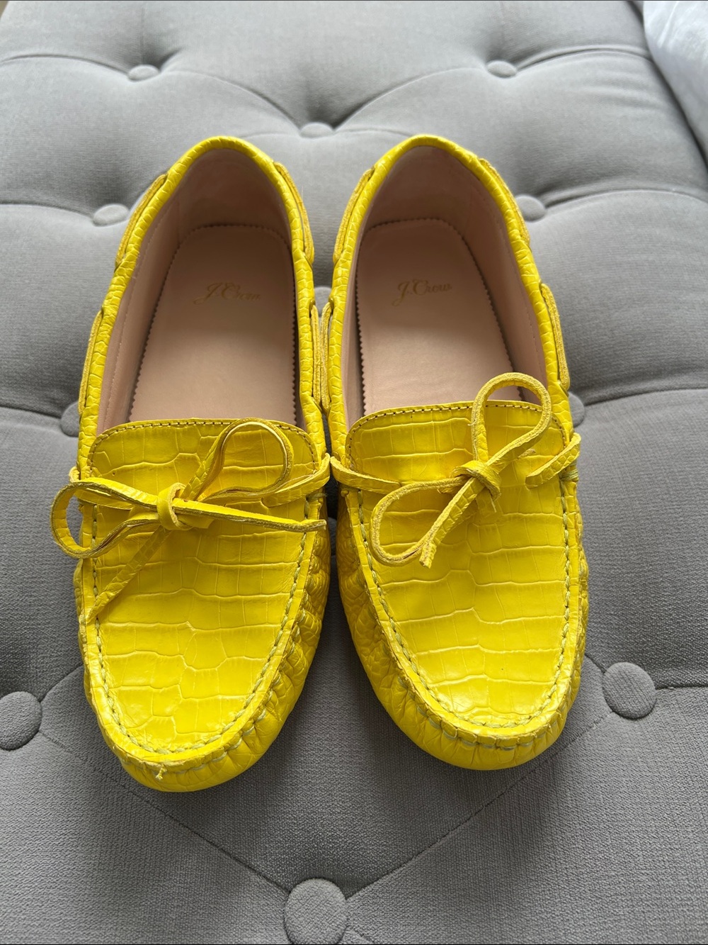 J. Crew Diving Moccasin in Croc-Embossed Leather Size 8.5 EUC - Picture 3 of 6